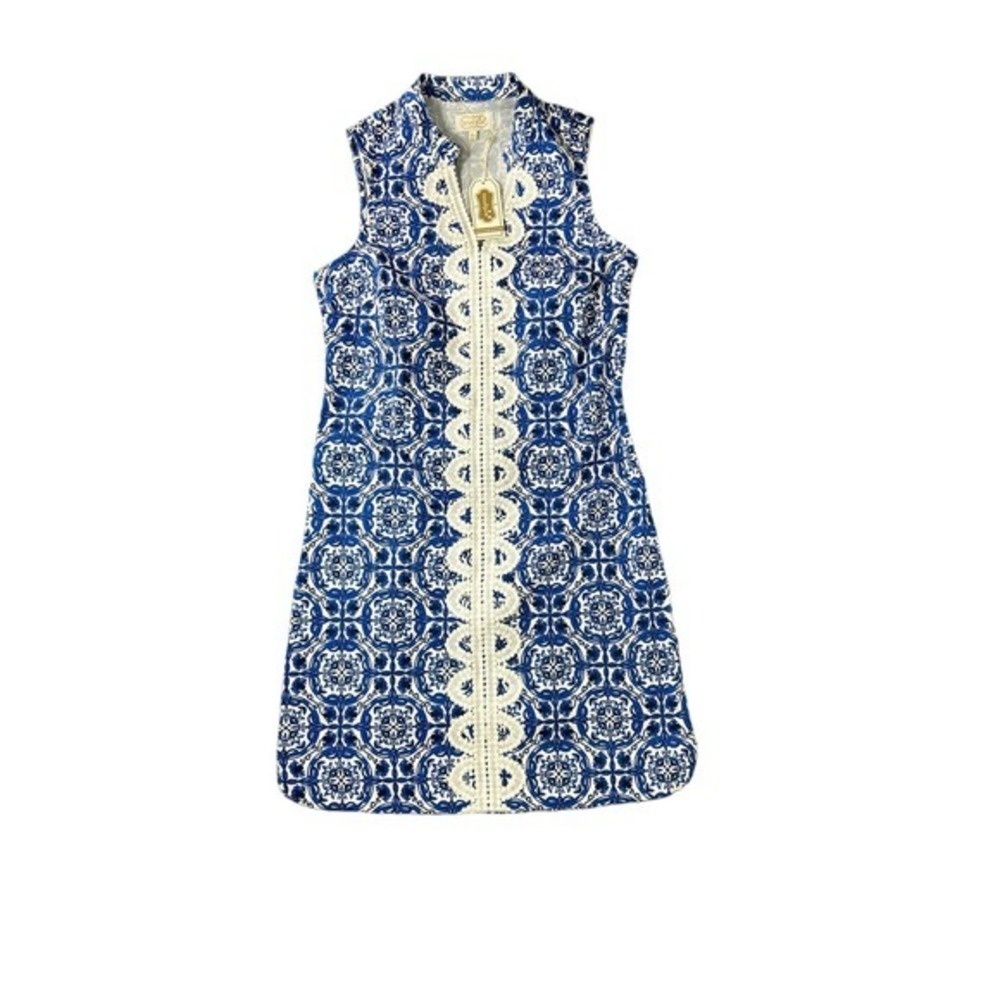 Mud Pie Mia‎ Sleeveless Shift Dress Blue China Garden Size XS NWT